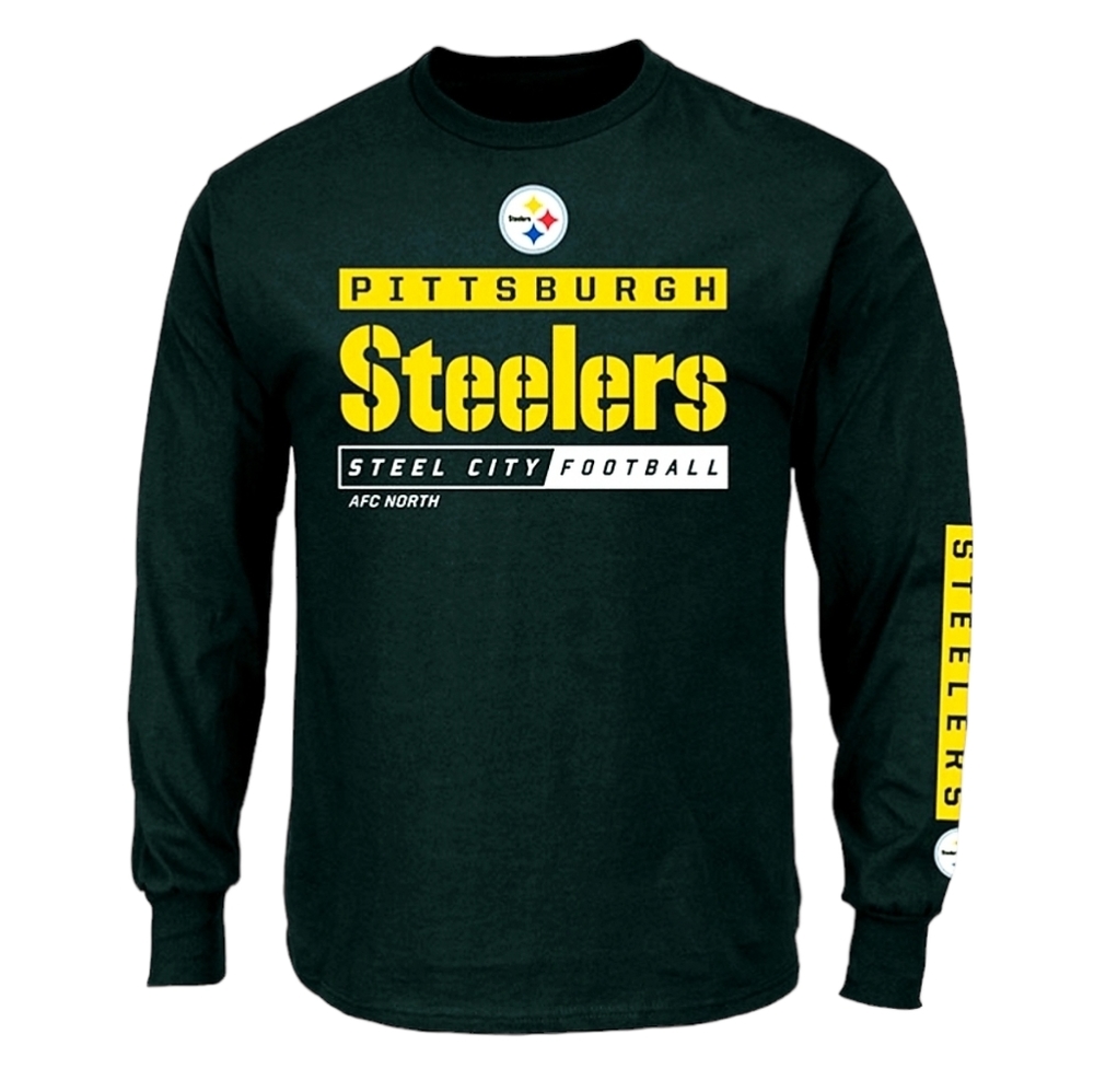 Majestic Pittsburgh Steelers Primary Receiver Mens Long Sleeve Tshirt SMALL